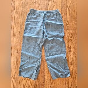 Women Blue Casual Pants Athleta Size 14 Blue Teal Linen